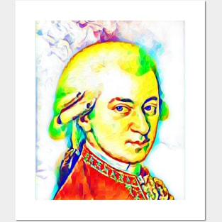 Wolfgang Amadeus Mozart Colourful Portrait | Wolfgang Amadeus Mozart Artwork 6 Posters and Art